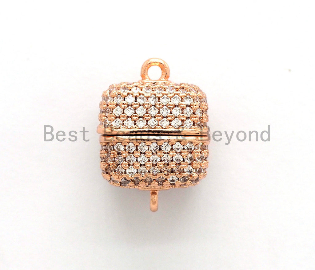 NEW STYLE 8/10/12mm CZ Micro Pave Strong Magnetic Cube Clasp, Cubic Zirconia Magnetic Clasp, Gold Rose Gold Clasp, sku#H134