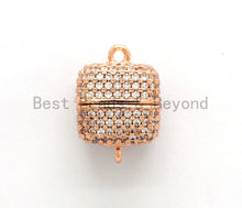 Load image into Gallery viewer, NEW STYLE 8/10/12mm CZ Micro Pave Strong Magnetic Cube Clasp, Cubic Zirconia Magnetic Clasp, Gold Rose Gold Clasp, sku#H134