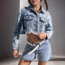 Load image into Gallery viewer, Womens Retro Slim-Fit Denim Jacket
