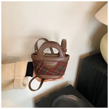 Load image into Gallery viewer, Patchwork Plaid Mini Tote Crossbody Bag - Korean Fashion PU Leather Handbag