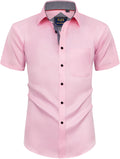 Mens Short Sleeve Dress Shirt Wrinkle Free Summer Button Down Shirts