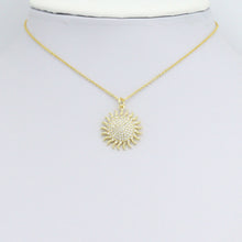 Load image into Gallery viewer, Clear CZ Gold Sunflower Charm Pendant, Sku#L722