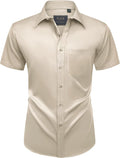 Mens Short Sleeve Dress Shirt Wrinkle Free Summer Button Down Shirts