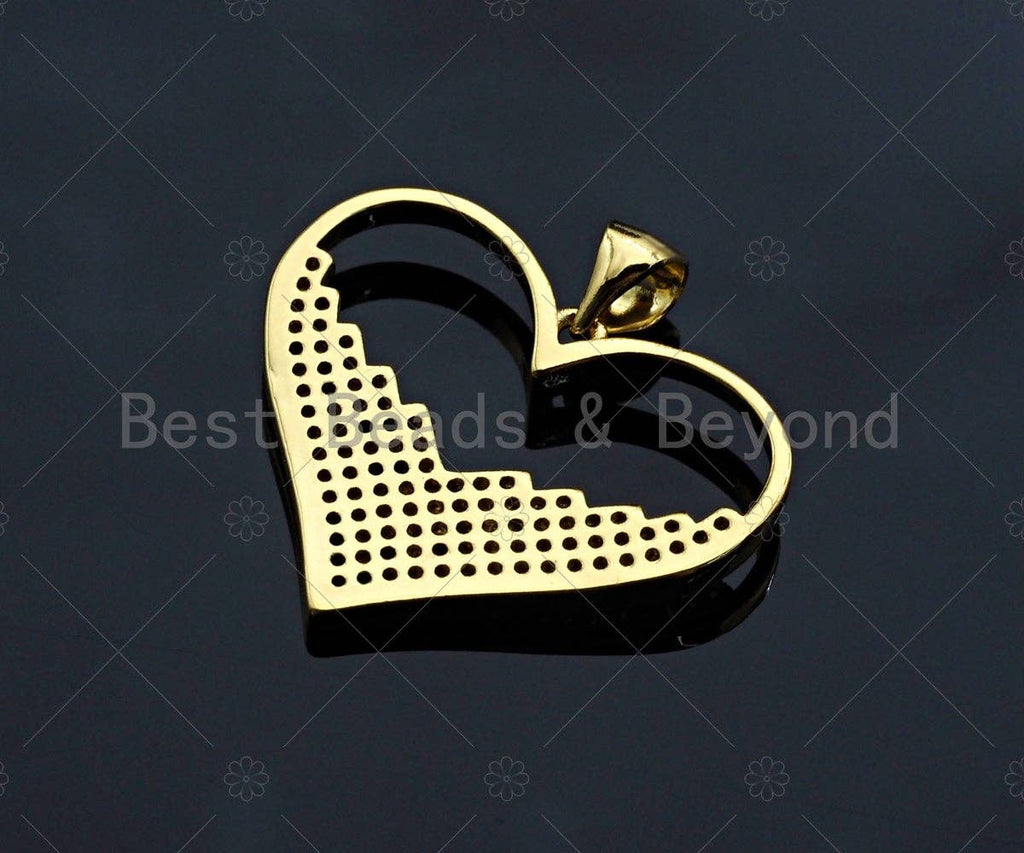 18K Gold Large Heart Shape Pendant,Heart Charm, Heart Pave Pendant, Gold plated, 21mm, Sku#LK55