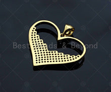 Load image into Gallery viewer, 18K Gold Large Heart Shape Pendant,Heart Charm, Heart Pave Pendant, Gold plated, 21mm, Sku#LK55