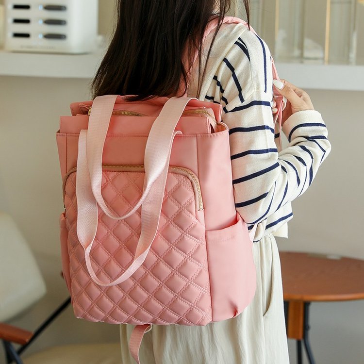 Diamond-Pattern Embroidered Backpack for Women | Dual-Handle Oxford Cloth Backpack | Sarah Express