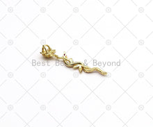 Load image into Gallery viewer, Fuchsia CZ Micro Pave Snake On Rose Flower Shape Pendant, 18K Gold Filled Snake Charm, Necklace Bracelet Charm Pendant,Sku#LK508