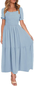 ZESICA Womens 2026 Summer Boho Floral Ruffle Maxi Dress