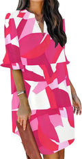 QACOHU women's relaxed shift dress with puff shoulders