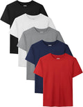 5 Pack Boys Shirts Youth Athletic Dry Fit Shirts Short Sleeve T-Shirt Tops