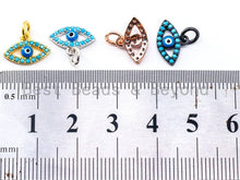 Load image into Gallery viewer, 1pc/2pc, CZ Micro Pave Blue Evil Eyes Pendant/Charm, Turquoise Cubic Zirconia Charm for Necklace Bracelet,8x12mm, sku#F338