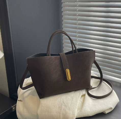 Retro High-Capacity Minimalist Suede-Style Tote Bag | Women's Everyday Shoulder Bag