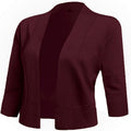 Women's 3/4 Sleeve Cropped Cardigan Sweater jacket Short Shrugs for dresses
