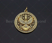 Load image into Gallery viewer, CZ Micro Pave Protection Pendant,Cubic Zirconia Tiercel Eagle Charm,Gold/Silver Tone,22x25mm, Men's Jewerly Findings, sku#L350