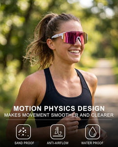 OULAIQI Cycling Sunglasses Polarized Sunglasses for Cycling Men Women with 1 Lens or 3 Interchangeable Lens Baseball Glasses