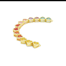 Load image into Gallery viewer, Colorful CZ Heart Connector Pendant, Sku#A170