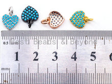 Load image into Gallery viewer, CZ Micro Pave Turquoise Heart shaped Pendant/Charm, Cubic Zirconia Pendant/Charm for Necklace Bracelet,9x10mm, sku#F335