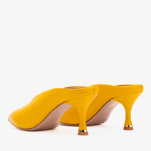 Load image into Gallery viewer, The Solara Yellow Leather Women Mule Heel