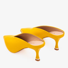 Load image into Gallery viewer, The Solara Yellow Leather Women Mule Heel