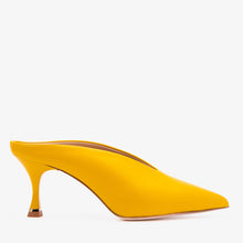Load image into Gallery viewer, The Solara Yellow Leather Women Mule Heel
