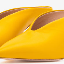 Load image into Gallery viewer, The Solara Yellow Leather Women Mule Heel