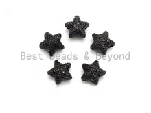 Load image into Gallery viewer, Black CZ Pave On Black Micro Pave Puffy Star Spacer Beads , Cubic Zirconia Star Spacer Beads,12mm, sku#C97