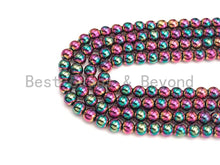 Load image into Gallery viewer, NEW Titanium Red Green Multicolor Hematite, Round Smooth 3mm/4mm/6mm/8mm/10mm, Natural Hematite beads, 15.5 Full Strand, #S126