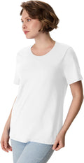 Hanes Women's Perfect-T Crewneck T-Shirt, Lightweight Cotton Short Sleeve Tee for Women