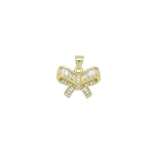 Load image into Gallery viewer, Clear Baguette CZ Gold Bowknot Charm Pendant, Sku#LK971
