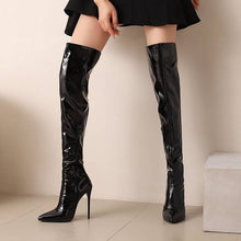 Load image into Gallery viewer, Women's Pointed-Toe Metal Stiletto Over-the-Knee Boots - Elegant Versatile Long Style