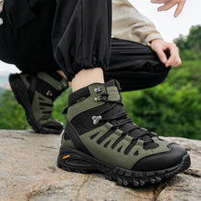 Load image into Gallery viewer, Women's High-Top Lace-Up Boots | Square Heel Dr. Martens Style | Army Green &amp; Black