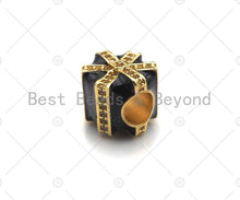 Load image into Gallery viewer, Enamel Colorful Gift Box Spacer Beads, Christams  Enamel Charm, Big Hole Enamel Jewelry,11x11x9mm,Sku#N56