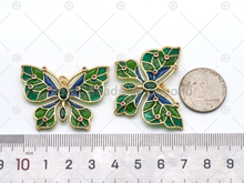 Load image into Gallery viewer, Colorful Enamel Butterfly Shape Pendant,18K Gold Filled Fuchsia CZ Micro Pave Butterfly Charm, Necklace Bracelet Charm Pendant, Sku#LK571