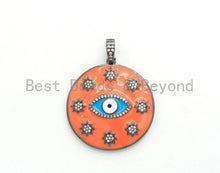 Load image into Gallery viewer, NEW Enamel Evil eye with Star Pendant,CZ Micro Pave Oil Drop Evil Eye Pendant,Blue/White/Black/Red/Yellow Enamel Jewelry,34x37mm,sku#F609