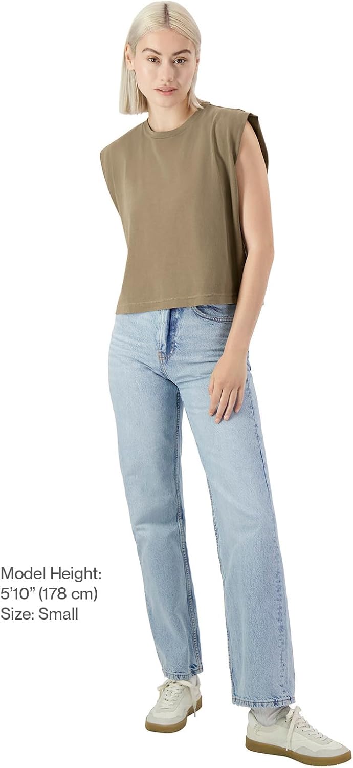 American Apparel Women's Heavyweight Cotton Boxy Cropped Garment Dyed Muscle Style G307GD Muscle T-Shirt (2-Pack)