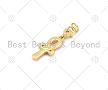 Load image into Gallery viewer, Colorful Enamel Cross Shape Pendant,18K Gold Filled Key of Life CZ Charm, Bracelet Necklace Ankh Charm,8x28mm,Sku#L629