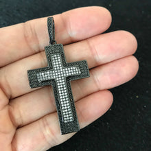 Load image into Gallery viewer, Large CZ Micro Pave Cross Pendant with Cross Symbol,Gold/Silver/Black/Rose Gold Cross,Cubic Zirconia Jewelry Findings,28x38mm,sku#F484