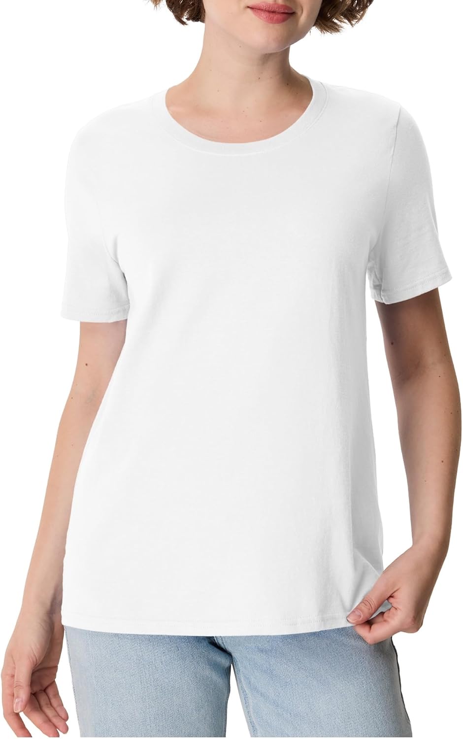 Hanes Women's Perfect-T Crewneck T-Shirt, Lightweight Cotton Short Sleeve Tee for Women