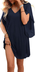 Women's Sparkly Cocktail Dresses for Wedding Guest Flutter Sleeve Loose Chiffon Party Dress (XS-XL)