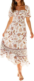ZESICA Womens 2026 Summer Boho Floral Ruffle Maxi Dress
