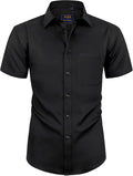Mens Short Sleeve Dress Shirt Wrinkle Free Summer Button Down Shirts