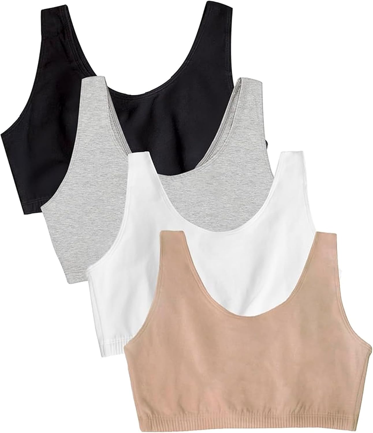 Fruit of the Loom Women's Wireless Cotton Sports Bra, Multipack
