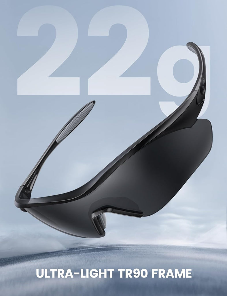 Lamicall 22g Polarized Sports Sunglasses - UV400 Protection Men Women Sun Glasses for Driving Running Cycling Baseball Golf