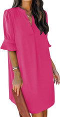 QACOHU women's loose shift dress with V neck