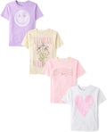 The Children's Place Girls' Trends,Icons Short Sleeve Graphic T-Shirts,4 Pack