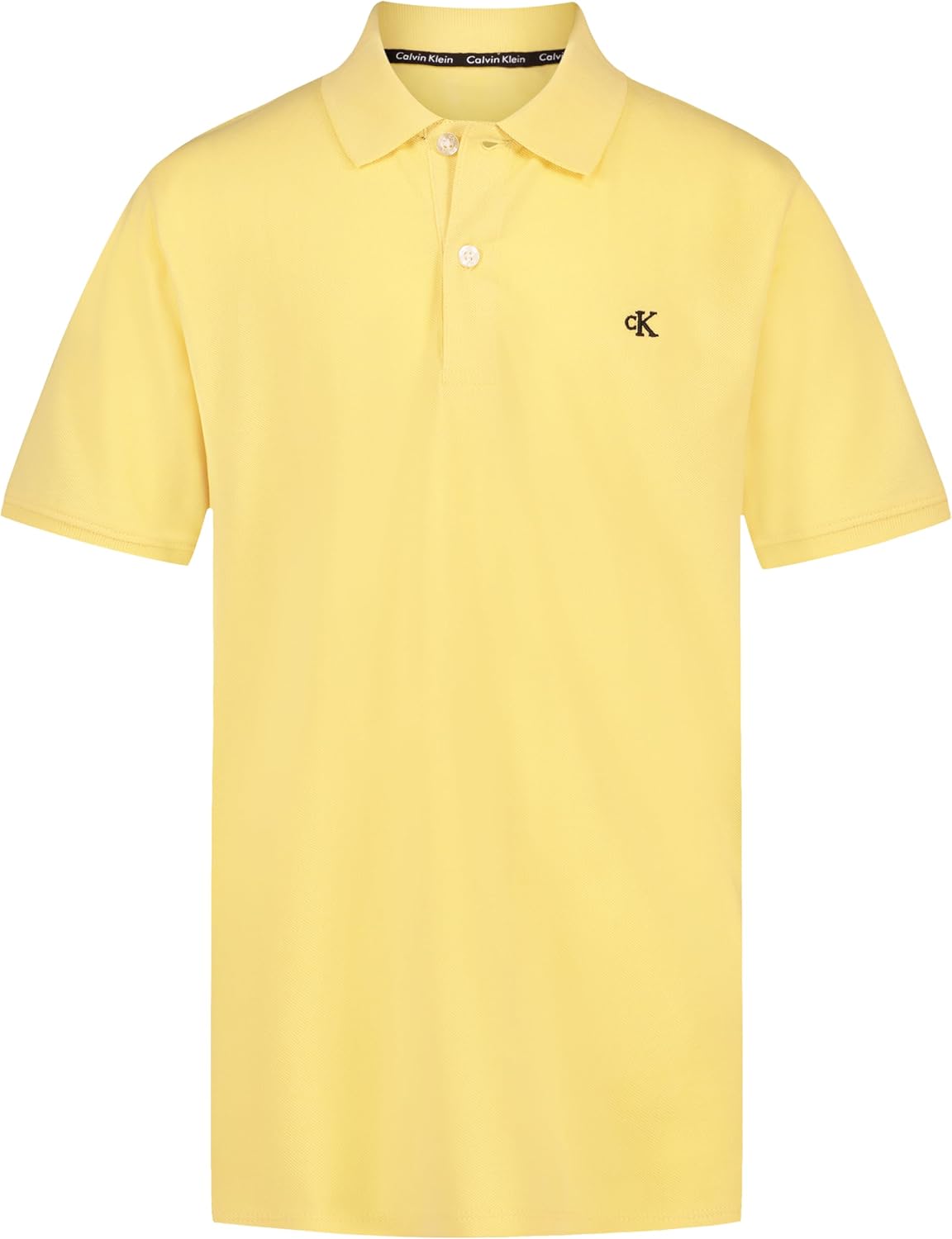 Calvin Klein Boys Short Sleeve Micro Pique Solid Polo, Button Closure, Soft & Comfortable