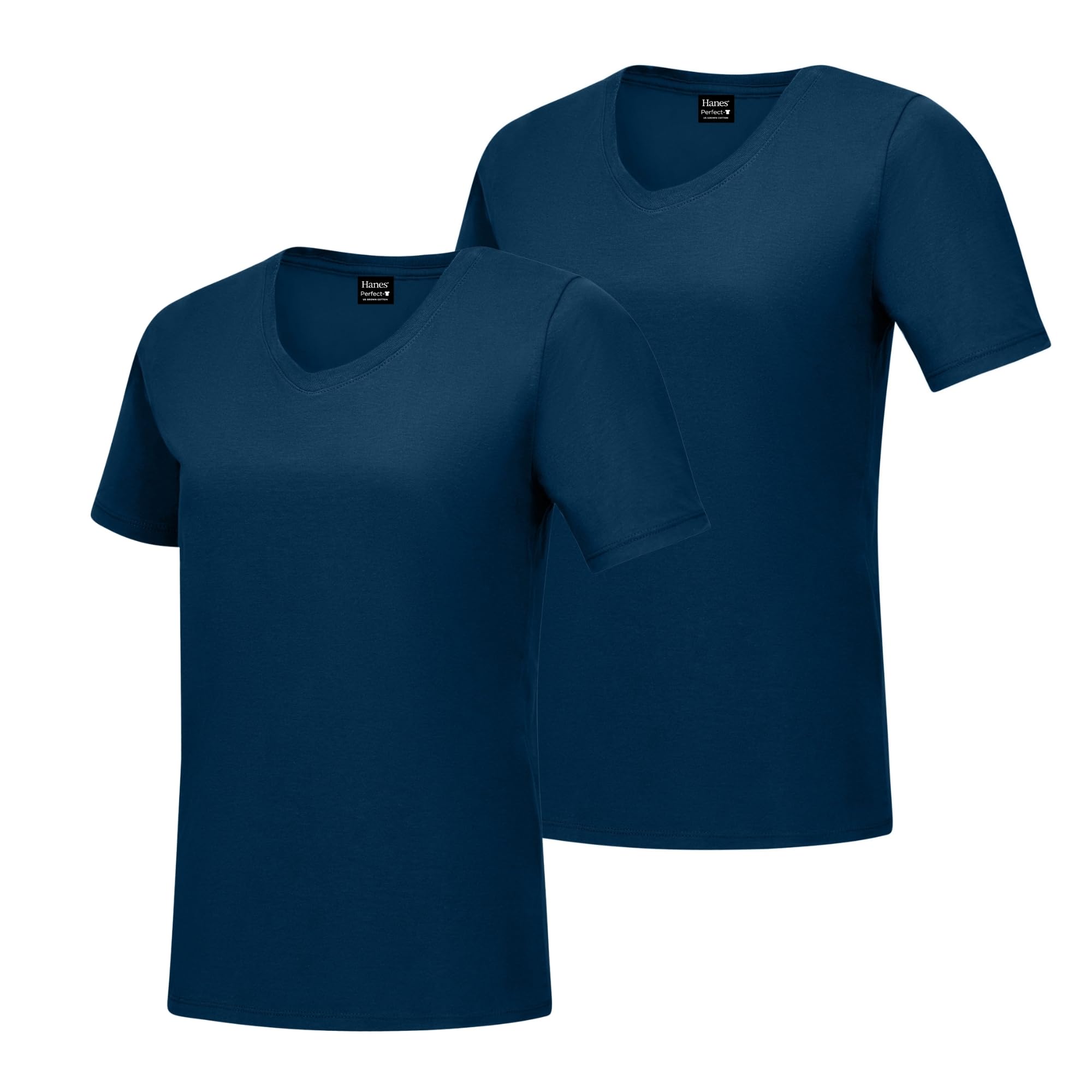 Hanes Women's Perfect-T V-neck T-shirt, Cotton Short Sleeve Tee for Women, 1 or 2-Pack