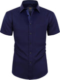Mens Short Sleeve Dress Shirt Wrinkle Free Summer Button Down Shirts