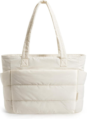 BAGSMART Tote Bag for Women, Lightweight Puffy Tote Bag with Compartments Shoulder Bag Handbag for Travel, Work, Gym | Lightweight, Puffy, Quilted, for Travel, Work
