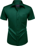 Mens Short Sleeve Dress Shirt Wrinkle Free Summer Button Down Shirts